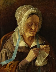 Old Woman Knitting (Russian, 1838)